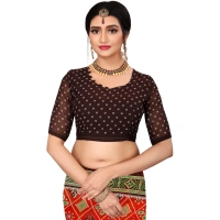 Women's Georgette Floral Print Saree With Unstitched Blouse 5.5Mtr (Orange) - Orange