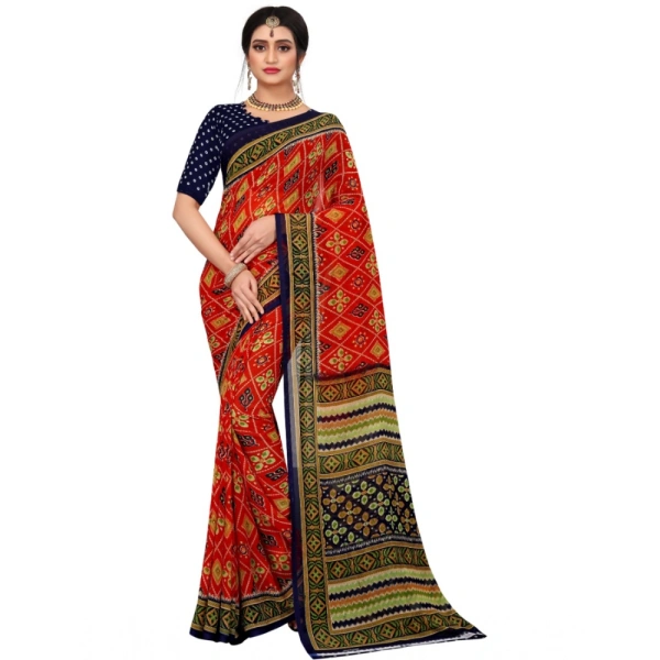 Women's Georgette Floral Print Saree With Unstitched Blouse 5.5Mtr (Multicolor) - Multicolor