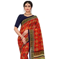 Women's Georgette Floral Print Saree With Unstitched Blouse 5.5Mtr (Multicolor) - Multicolor
