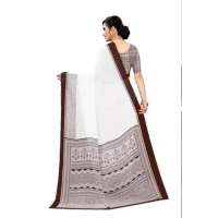 Women's Georgette Printed Saree With Unstitched Blouse (Coffee) - Coffee