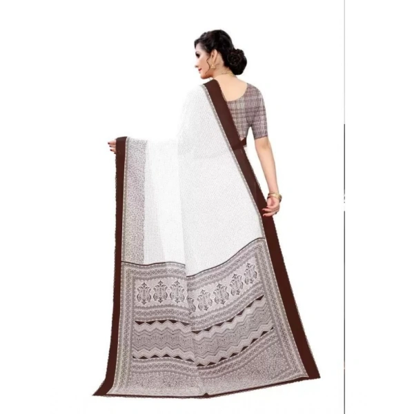 Women's Georgette Printed Saree With Unstitched Blouse (Coffee) - Coffee