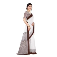 Women's Georgette Printed Saree With Unstitched Blouse (Coffee) - Coffee