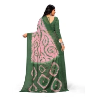 Women's Georgette Printed Saree With Unstitched Blouse (Green) - Green