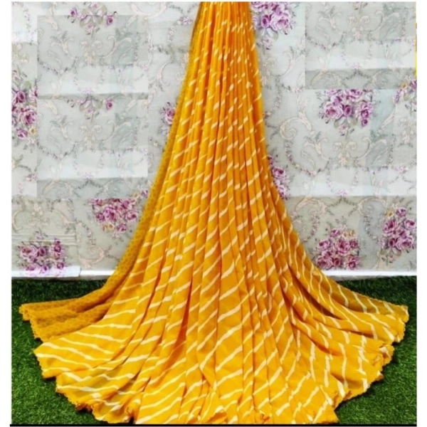 Women's Georgette Printed Saree With Unstitched Blouse (Yellow) - Yellow