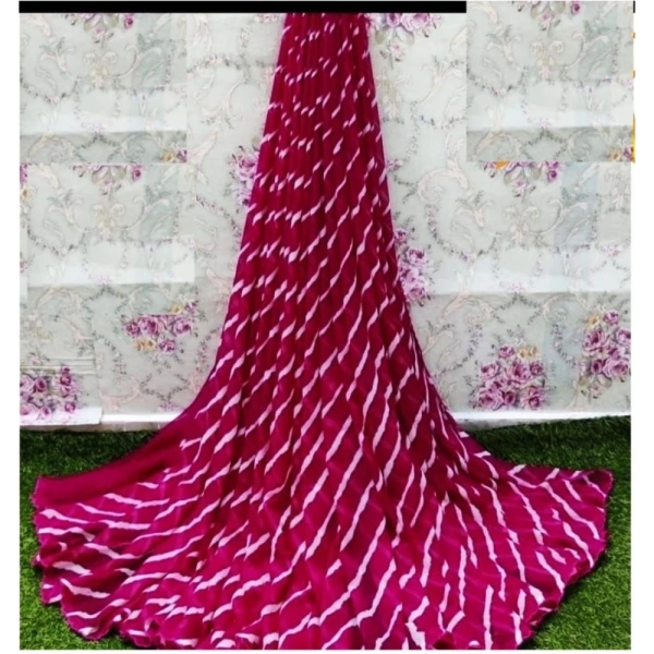 Women's Georgette Printed Saree With Unstitched Blouse (Pink) - Pink