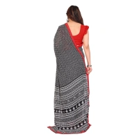 Women's Georgette Printed Saree With Unstitched Blouse 5.5Mtr (Black)