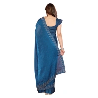 Women's Georgette Printed Saree With Unstitched Blouse 5.5Mtr (Blue)