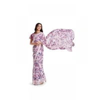 Women's Georgette Printed Saree With Unstitched Blouse 5.5Mtr (Pink)