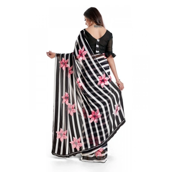 Women's Georgette Saree With Blouse (Pink, 5-6mtrs) - Pink