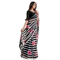 Women's Georgette Saree With Blouse (Pink, 5-6mtrs) - Pink
