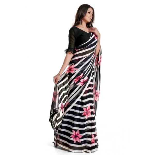 Women's Georgette Saree With Blouse (Pink, 5-6mtrs) - Pink