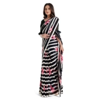 Women's Georgette Saree With Blouse (Pink, 5-6mtrs) - Pink