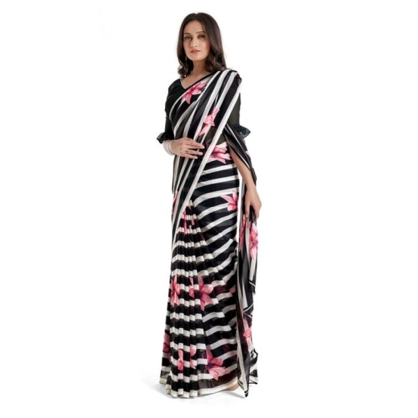 Women's Georgette Saree With Blouse (Pink, 5-6mtrs) - Pink