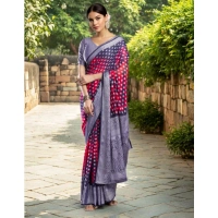Women's Georgette Weaving Saree With Unstitched Blouse 5.5Mtr (Pink)