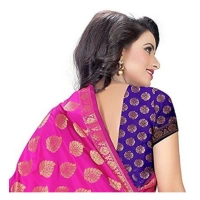 Women's Jacquard Woven Saree With Unstitched Blouse 5.5Mtr (Pink) - Pink