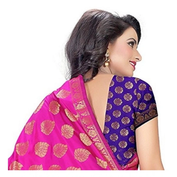 Women's Jacquard Woven Saree With Unstitched Blouse 5.5Mtr (Pink) - Pink