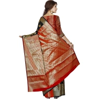 Women's Jacquard Woven Saree With Unstitched Blouse 5.5Mtr (Black) - Black