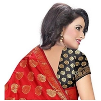 Women's Jacquard Woven Saree With Unstitched Blouse 5.5Mtr (Red) - Red