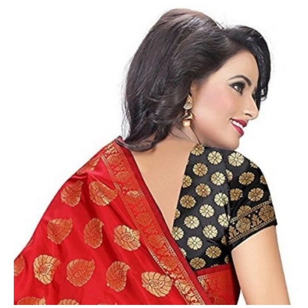 Women's Jacquard Woven Saree With Unstitched Blouse 5.5Mtr (Red) - Red