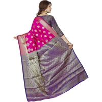 Women's Jacquard Woven Saree With Unstitched Blouse 5.5Mtr (Pink) - Pink