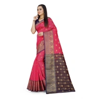 Women's Jacquard Woven Saree With Unstitched Blouse 5.5Mtr (Multicolor) - Multicolor