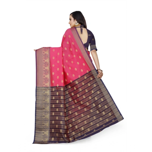 Women's Jacquard Woven Saree With Unstitched Blouse 5.5Mtr (Multicolor) - Multicolor