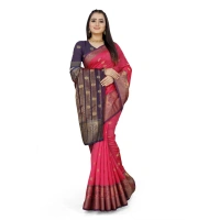 Women's Jacquard Woven Saree With Unstitched Blouse 5.5Mtr (Multicolor) - Multicolor