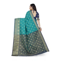 Women's Jacquard Woven Saree With Unstitched Blouse 5.5Mtr (Green) - Green