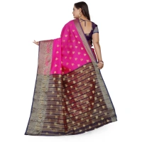 Women's Jacquard Woven Saree With Unstitched Blouse 5.5Mtr (Pink) - Pink