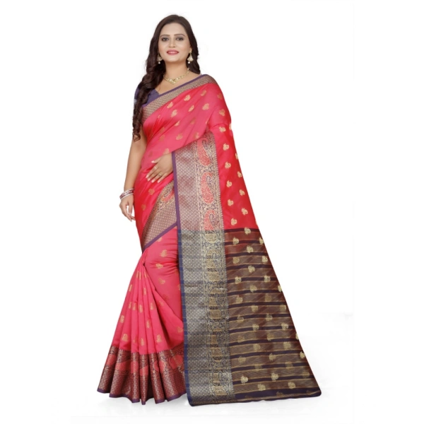 Women's Jacquard Woven Saree With Unstitched Blouse 5.5Mtr (Multicolor) - Multicolor