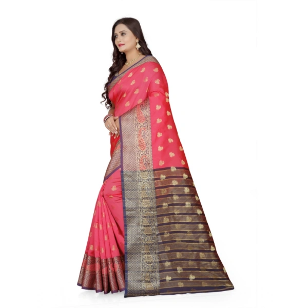 Women's Jacquard Woven Saree With Unstitched Blouse 5.5Mtr (Multicolor) - Multicolor