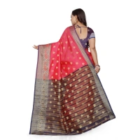 Women's Jacquard Woven Saree With Unstitched Blouse 5.5Mtr (Multicolor) - Multicolor