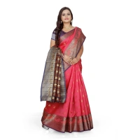 Women's Jacquard Woven Saree With Unstitched Blouse 5.5Mtr (Multicolor) - Multicolor
