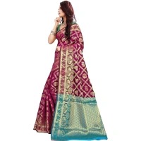 Women's Jacquard Woven Saree With Unstitched Blouse 5.5Mtr (Magenta) - Magenta
