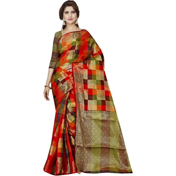 Women's Jacquard Woven Saree With Unstitched Blouse 5.5Mtr (Multicolor) - Multicolor