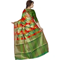 Women's Jacquard Woven Saree With Unstitched Blouse 5.5Mtr (Green) - Green
