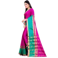 Women's Jacquard Woven Saree With Unstitched Blouse 5.5Mtr (Pink) - Pink