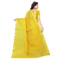 Women's Jacquard Woven Saree With Unstitched Blouse 5.5Mtr (Yellow) - Yellow
