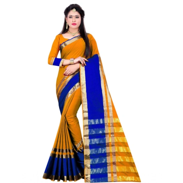 Women's Jacquard Woven Saree With Unstitched Blouse 5.5Mtr (Mustard) - Mustard