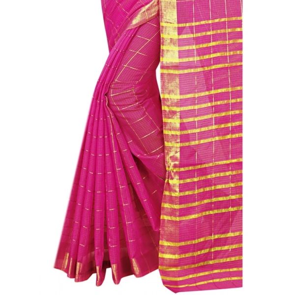 Women's Jacquard Woven Saree With Unstitched Blouse 5.5Mtr (Pink) - Pink