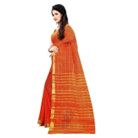 Women's Jacquard Woven Saree With Unstitched Blouse 5.5Mtr (Orange) - Orange