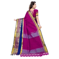 Women's Jacquard Woven Saree With Unstitched Blouse 5.5Mtr (Purple) - Purple