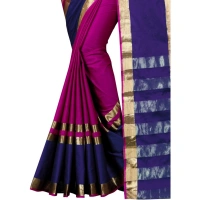 Women's Jacquard Woven Saree With Unstitched Blouse 5.5Mtr (Purple) - Purple