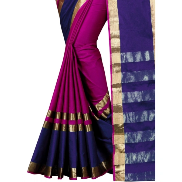 Women's Jacquard Woven Saree With Unstitched Blouse 5.5Mtr (Purple) - Purple