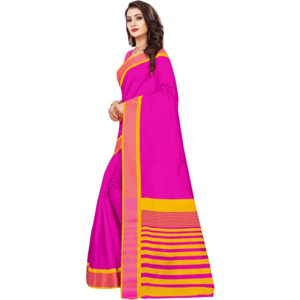 Women's Jacquard Woven Saree With Unstitched Blouse 5.5Mtr (Pink) - Pink