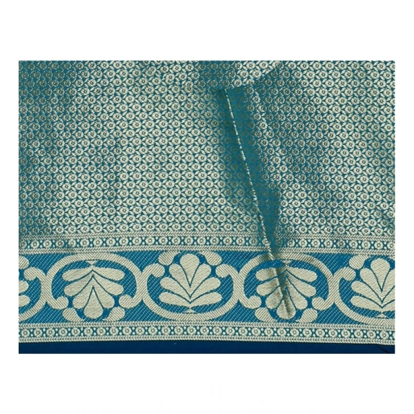Women's Jacquard Woven Saree With Unstitched Blouse 5.5Mtr (Dark Blue) - Dark Blue