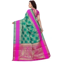 Women's Jacquard Woven Saree With Unstitched Blouse 5.5Mtr (Light Green) - Light Green