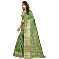 Women's Jacquard Woven Saree With Unstitched Blouse 5.5Mtr (Green) - Green