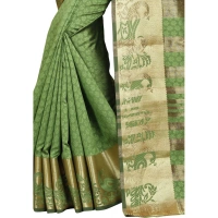 Women's Jacquard Woven Saree With Unstitched Blouse 5.5Mtr (Green) - Green