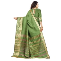 Women's Jacquard Woven Saree With Unstitched Blouse 5.5Mtr (Green) - Green